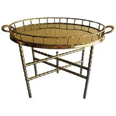 Brass Faux Bamboo Tray Table