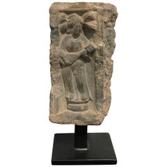 Gandharan Carved Stone Relief Fragment of a Female Musician