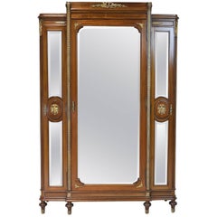 Belle Époque  Louis XVI Style Armoire with Mirrored Doors and Ormolu, circa 1870