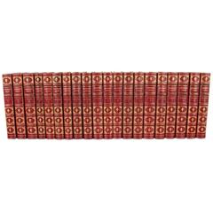 Antique Bibliophilist's Library Second Series Bound in Red Gilt-Tooled Leather