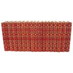 Works of Daniel Defoe 16 Volumes Gilt-Tooled Red Leather Limited Edition