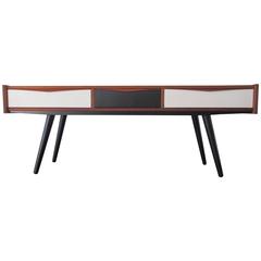 Low Teak Console with Black and White Drawers by Svend Erik Andersen