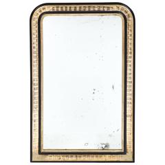 Antique Napoleon III Style French Black and Gold Mirror