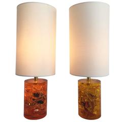 Pair of Fractal Resin Lamps, France, 1970s 2