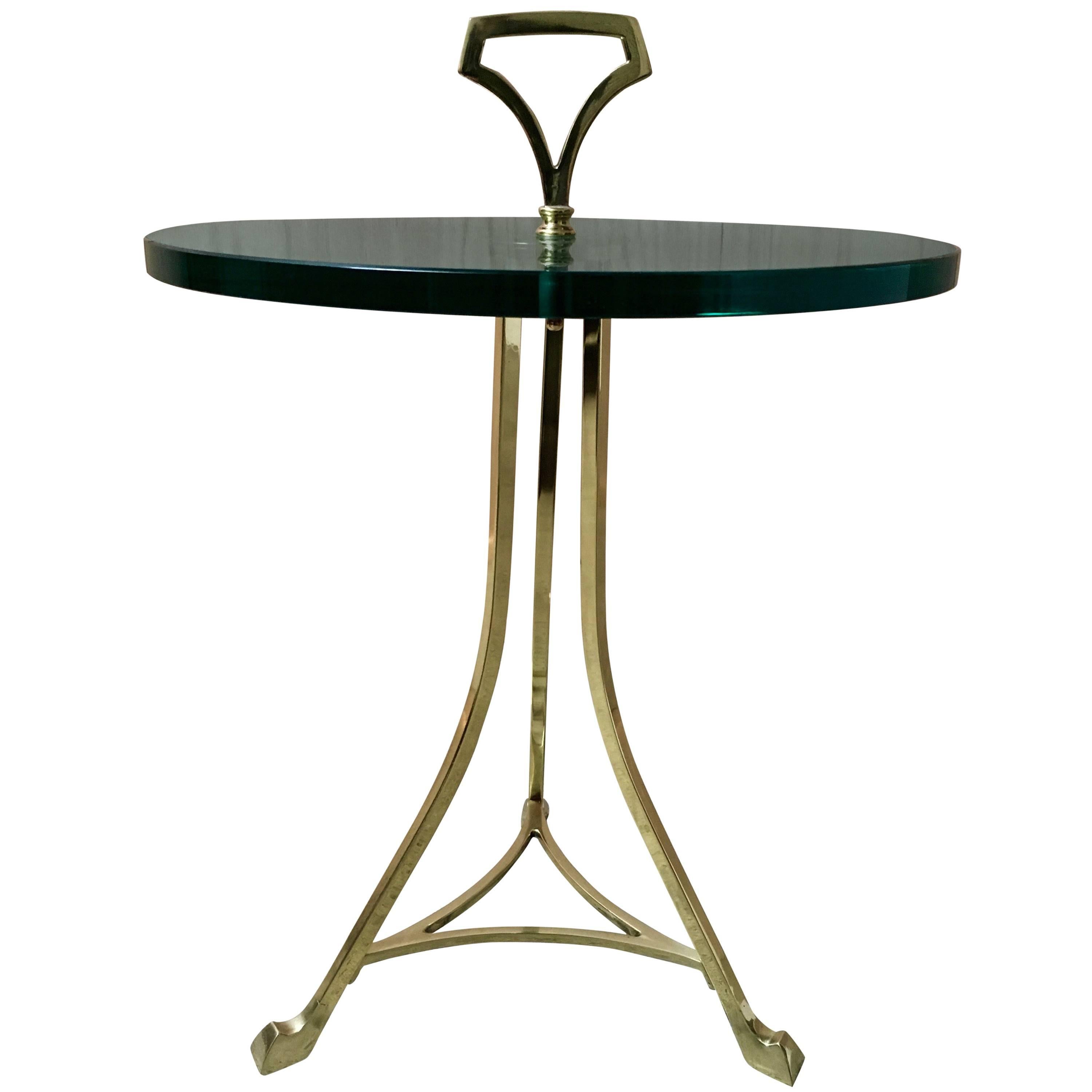 Mid-Century Brass and Glass End Table