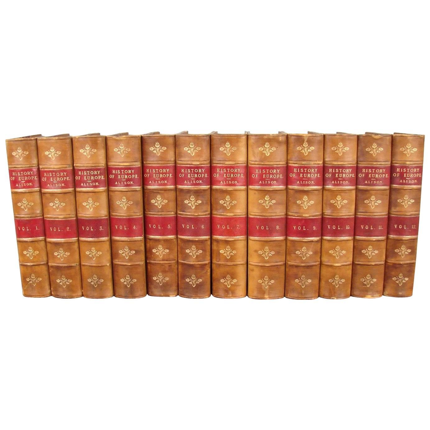 24 Volume Leather Bound History of Europe Published, 1845-1849