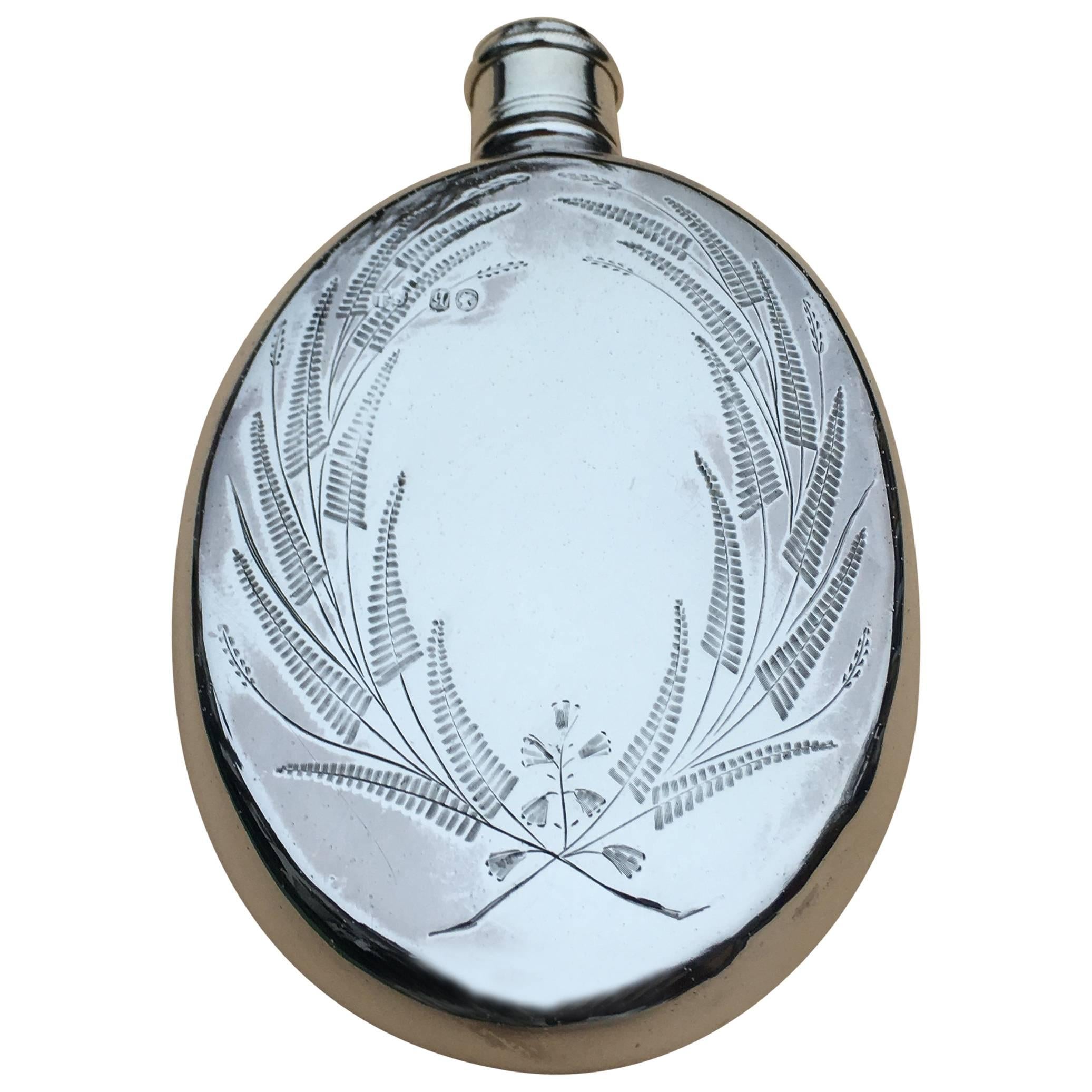 Arts and Crafts Aesthetic Movement Silver Hip or Pocket Flask, 1871