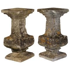 Pair of Diamond Shaped Stone Baluster Columns from France, circa 1850