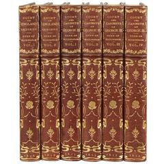 English Royal History in Six Volumes Beautifully Bound in Brown Tooled Leather