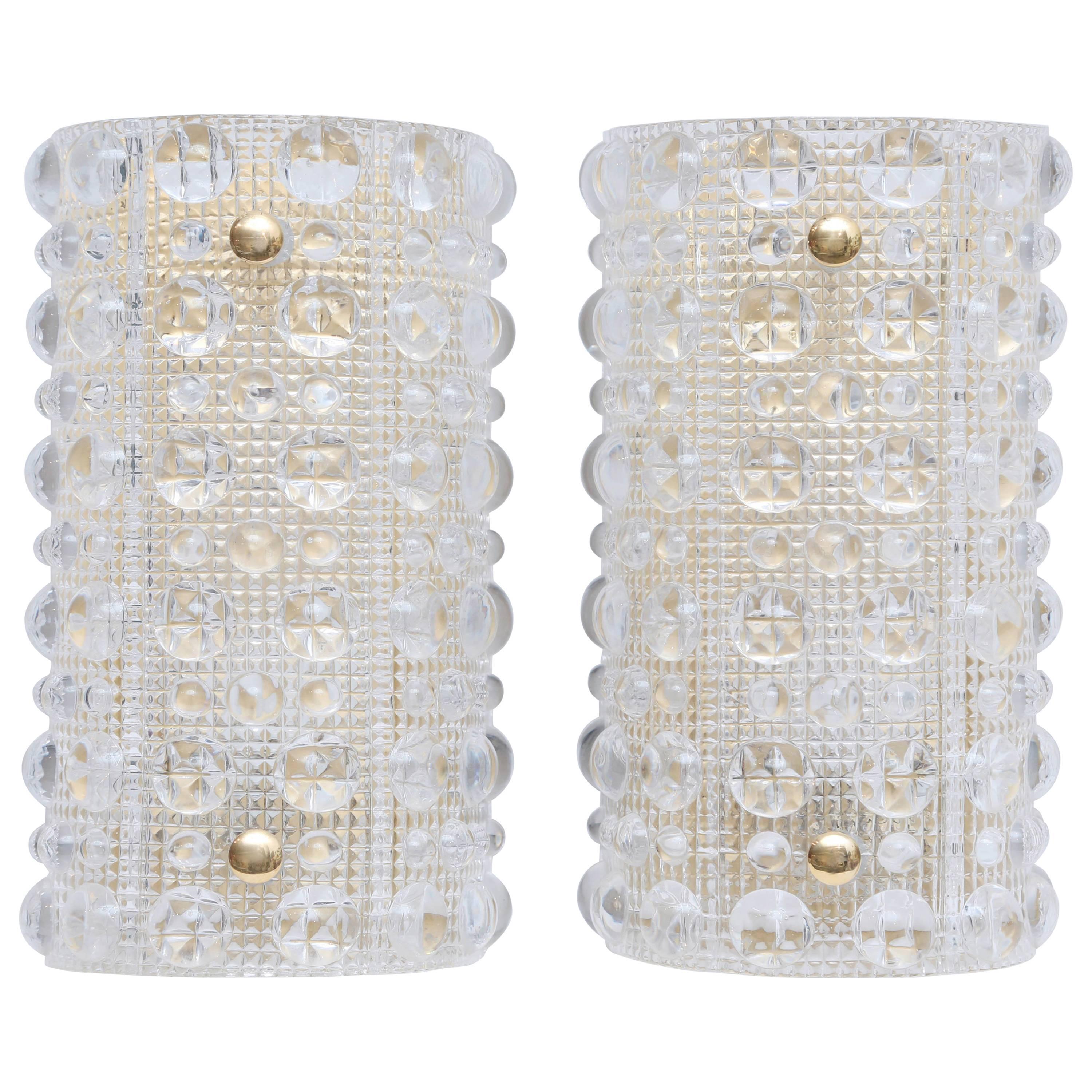 Pair of Carl Fagerlund Bubble Glass Wall Sconces for Orrefors, circa 1960s