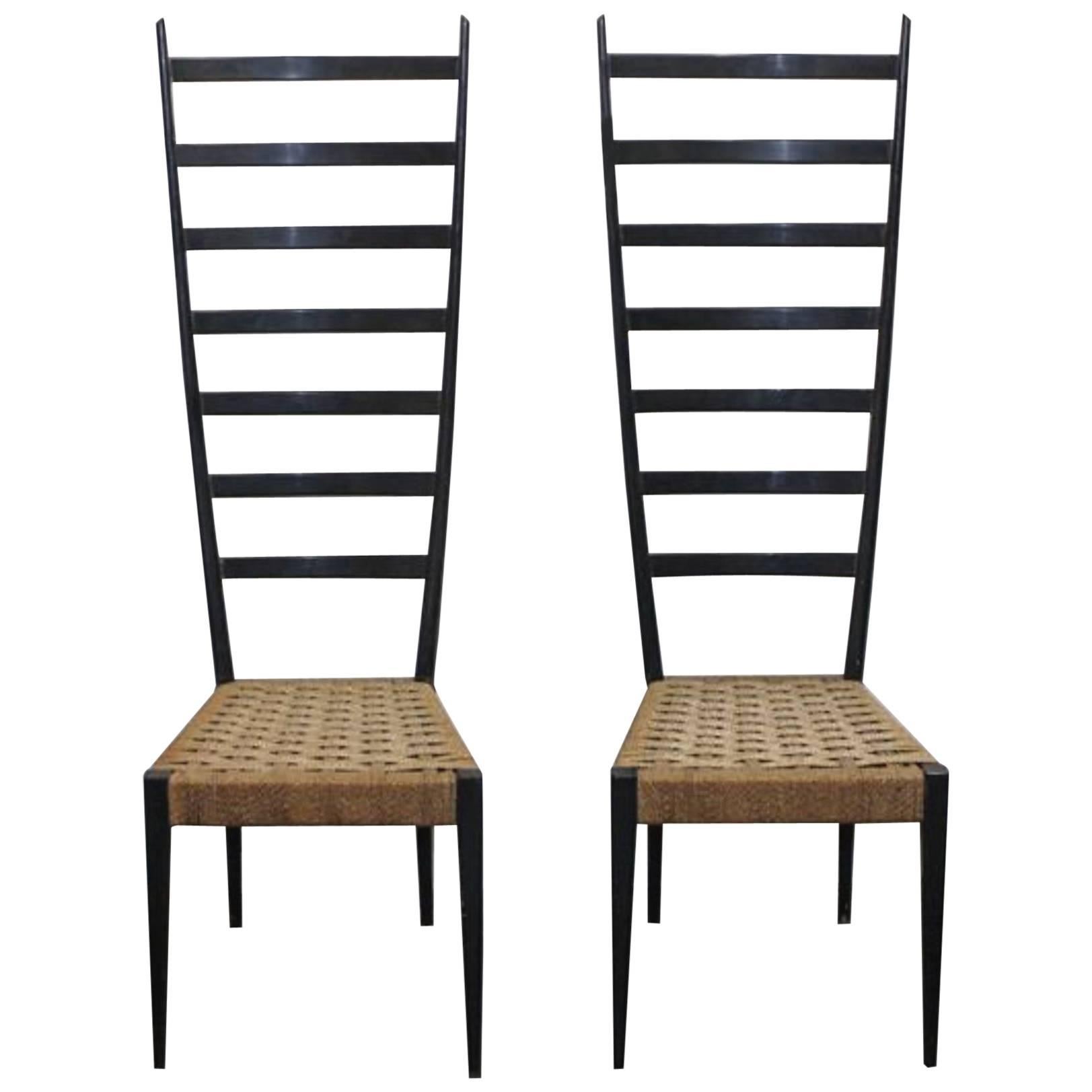Pair of Mid-Century Italian Otto Gerdau Co., 1950s, a pair of Spinetto side chair