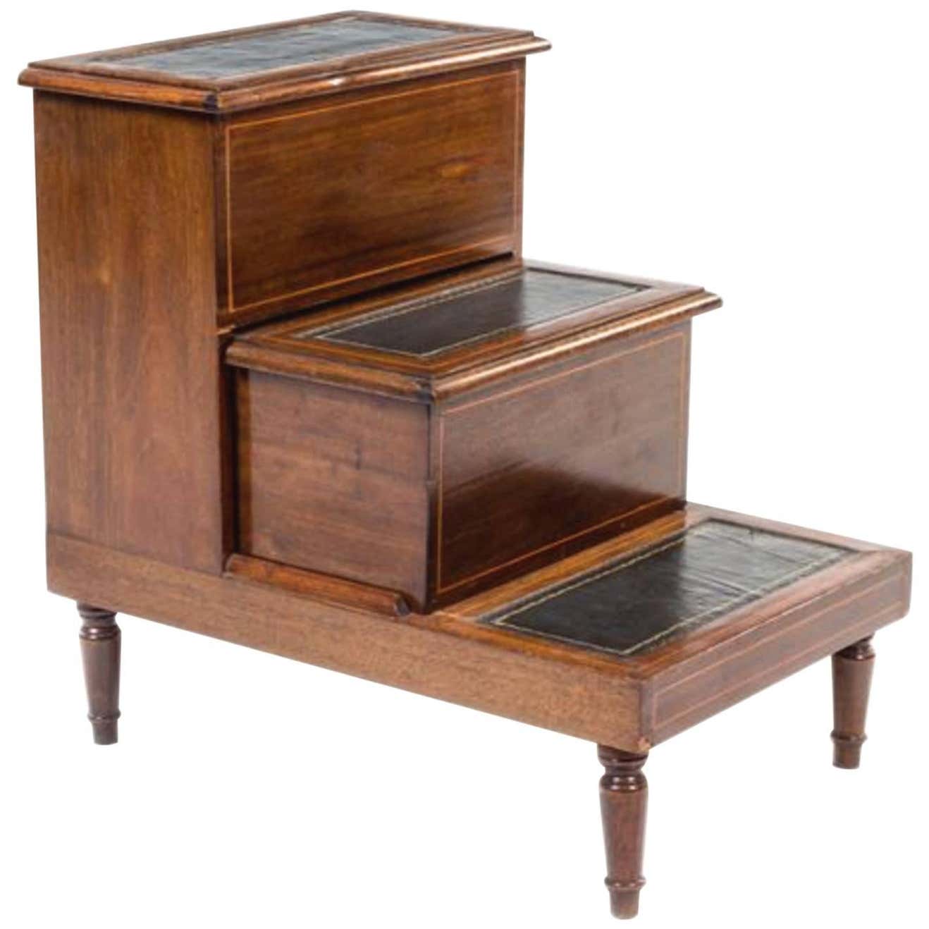 Handsome English Regency Style Mahogany Library/Bed Steps Great as Side ...