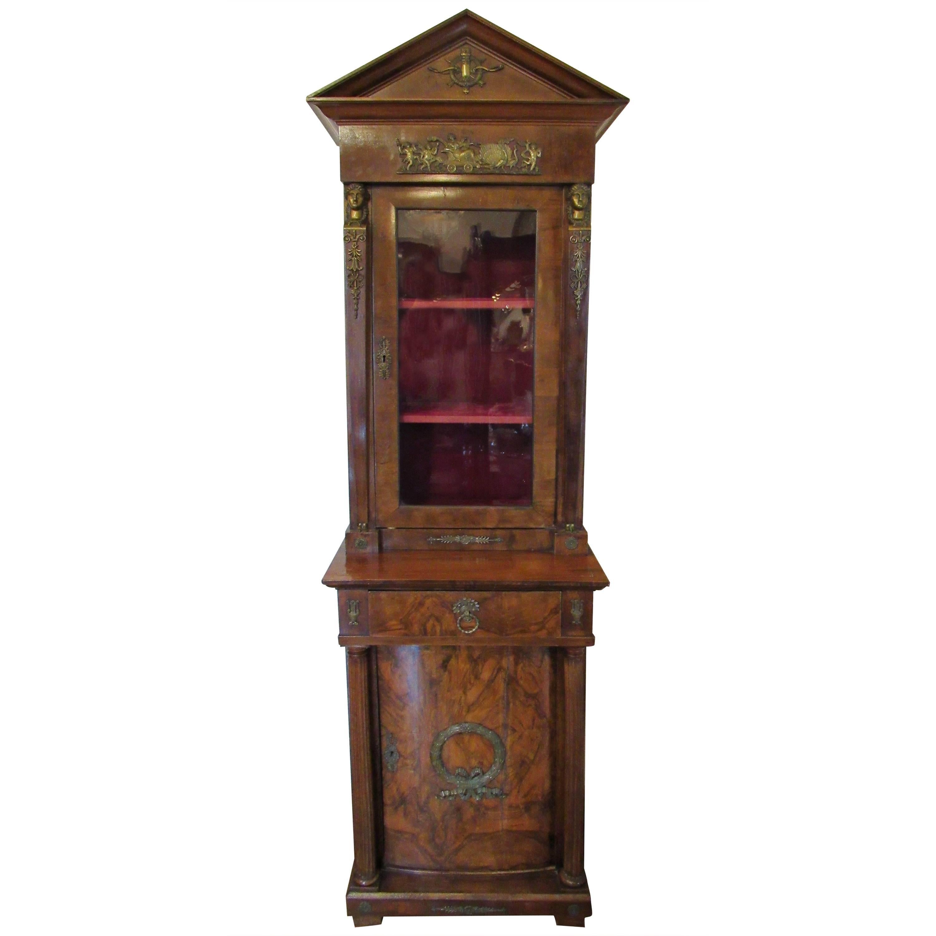 French Empire Cabinet 19th Century, Mahogany with Ormolu Mounts For Sale