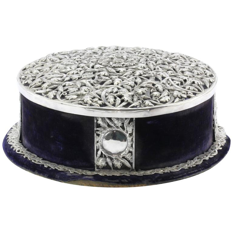 Sterling Silver Floral Vine Purple Velvet and Silk Tiara Diadem Crown