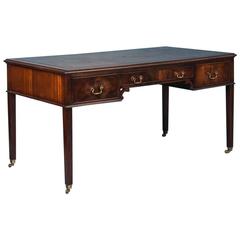 Antique Early 20th Century English Leather Top Mahogany Desk