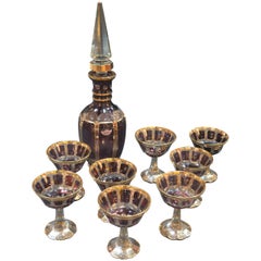 Antique Set of Bohemian Gilded Crystal Glassware
