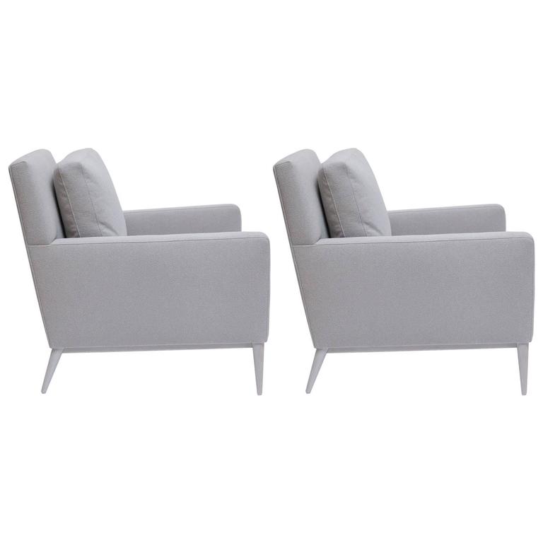 Pair of Fully Restored Paul McCobb Bleached Walnut Lounge Chairs for