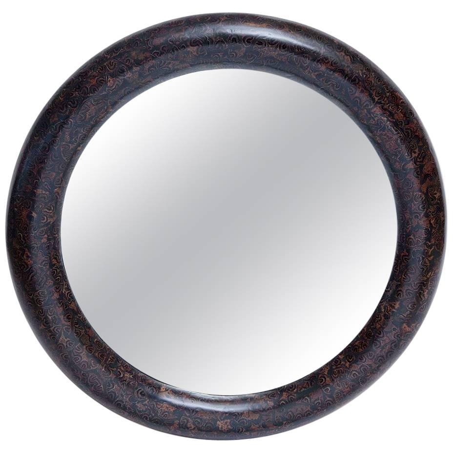 Professionally Restored 1980s  Palm Root Inlaid Mirror by Enrique Garces