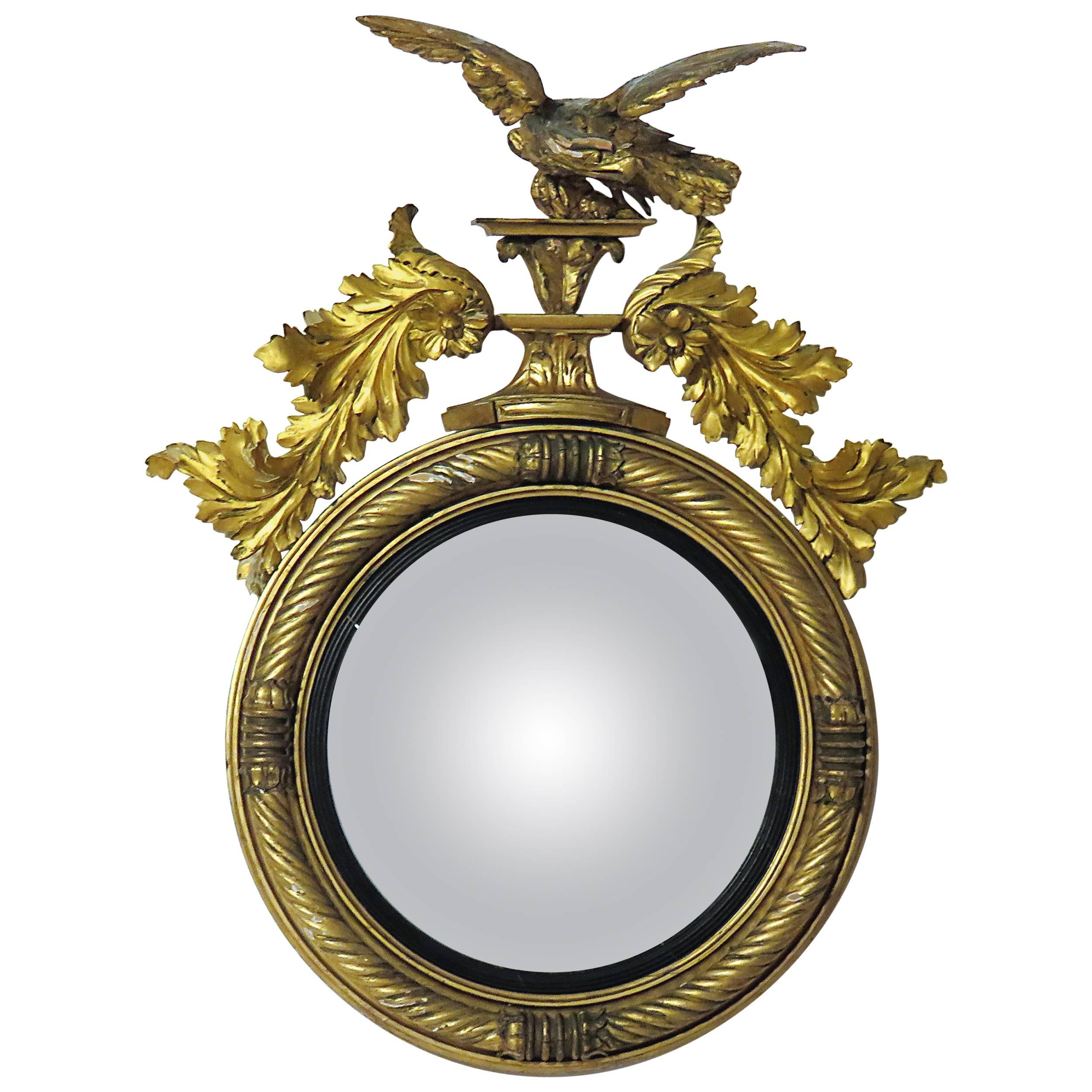 Large English Regency Period Convex Mirror, England, 1810