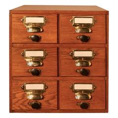 Oak Six Drawer Card Index Filing Cabinet, Wine Rack or Coffee Table