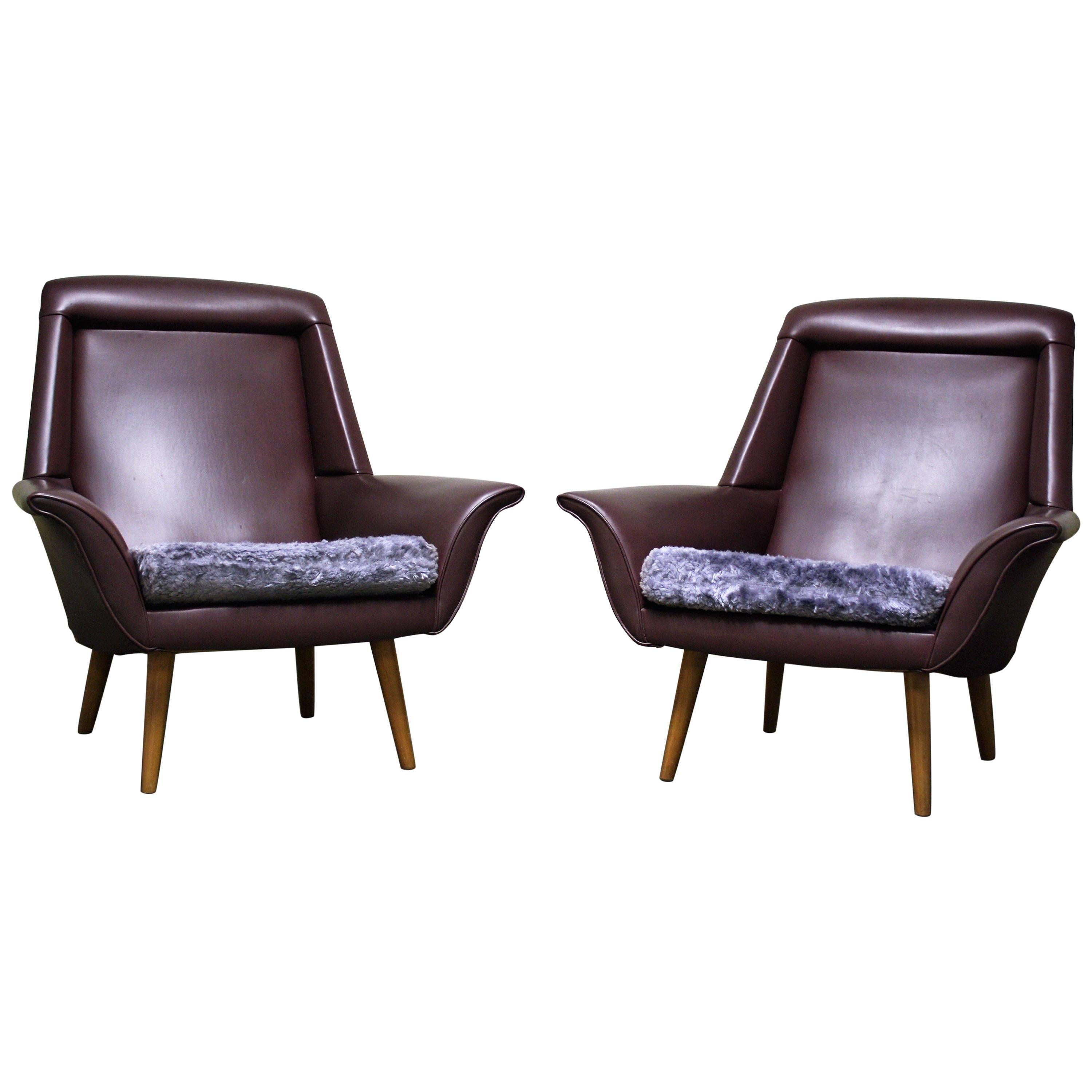 Pair of Vintage Purple Cocktail Chairs, 1960s