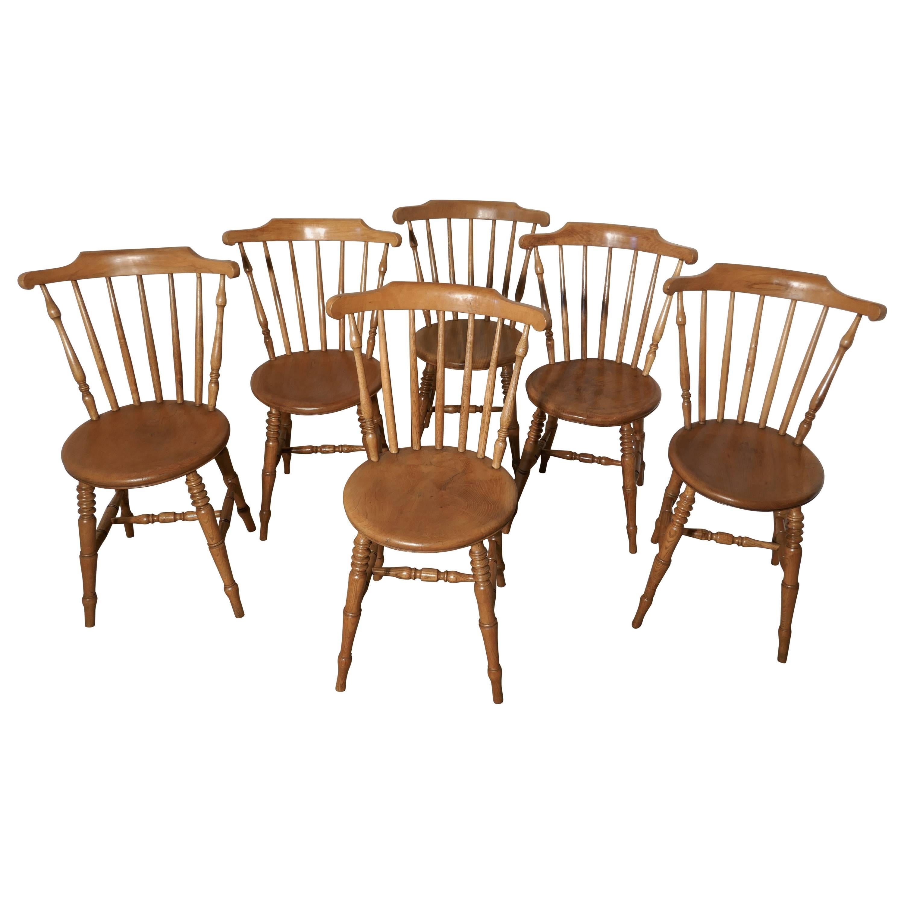 Set of Six Beech and Ash Country Kitchen Dining Chairs