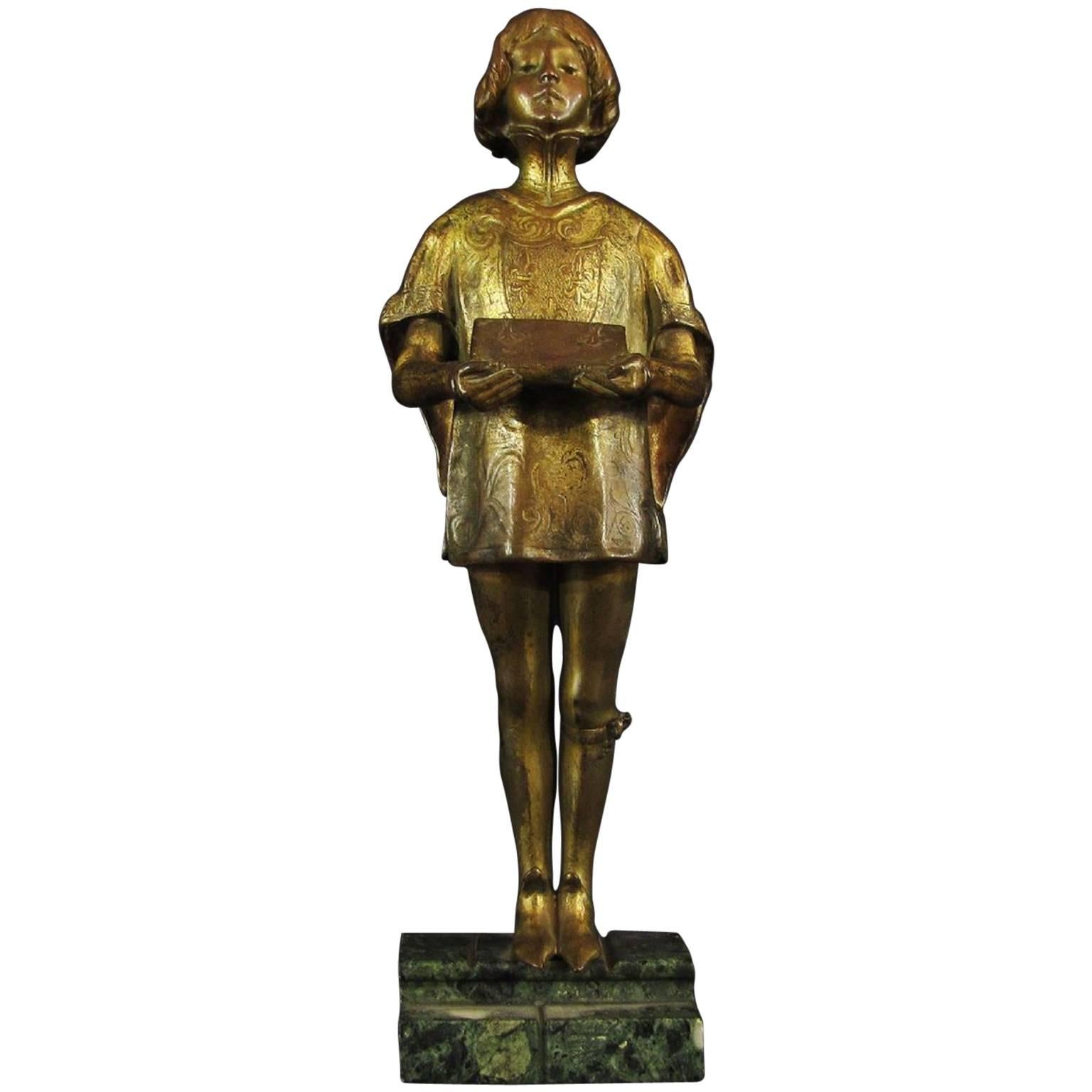 French Early 20th Century Gilded Bronze Sculpture by Ferdinand M. L. Delagrange For Sale