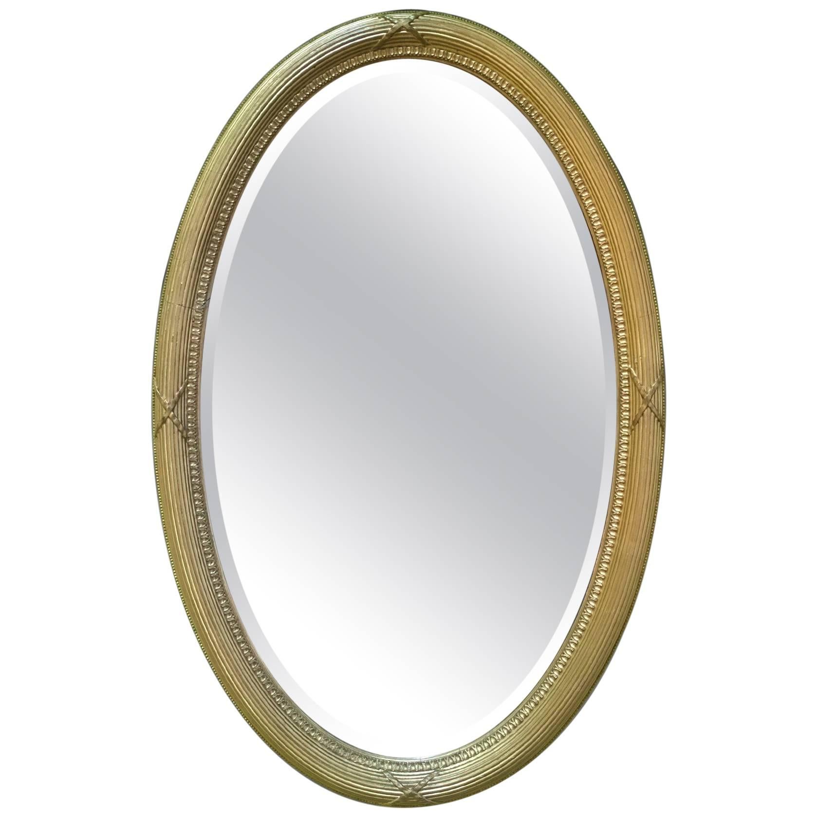 Edwardian Giltwood Oval Mirror