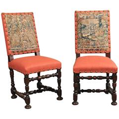 Pair of Louis XIII Style Oak Side Chairs, France 18th Century 2