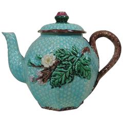 19th English Blue Majolica Teapot