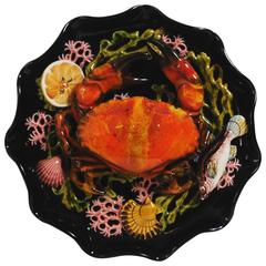 Majolica Palissy Crab Wall Platter Attributed to Vallauris, circa 1950 10