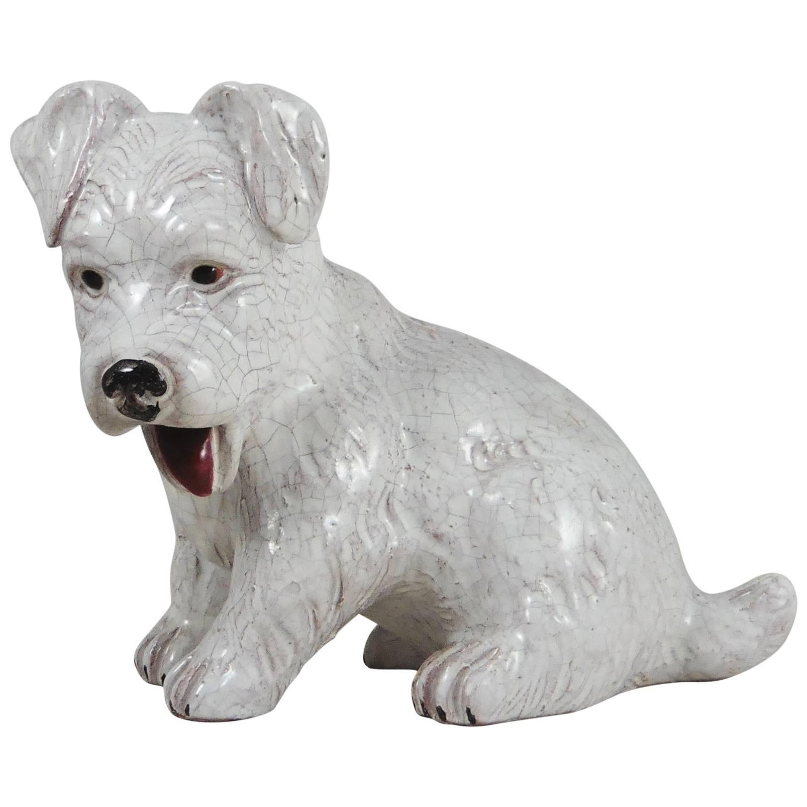 French White Terracotta Dog, circa 1950