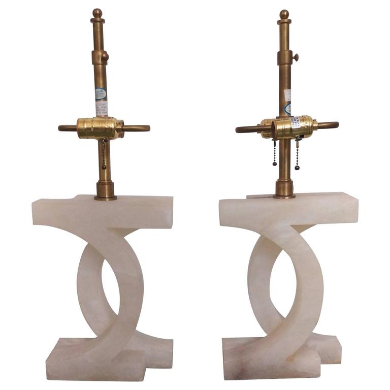 Pair Of Italian Alabaster Table Lamps By Thomas Pheasant For Baker Pair Of Italian Alabaster Table Lamps By Thomas Pheasant For Baker