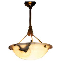 Alabaster Pendant Art Deco Chandelier, circa 1920s 1
