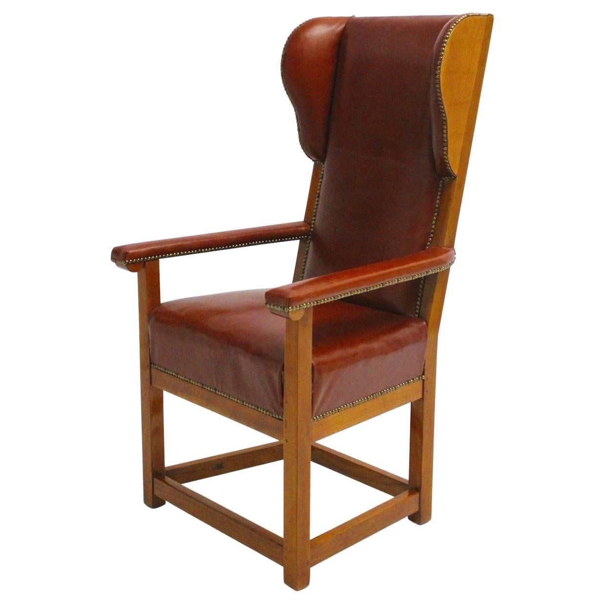 Biedermeier Vintage Cherrywood Wingback Chair, circa 1830 Austria