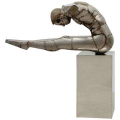 Monumental Welded Sheet Metal Sculpture "The Diver", France, 20th Century