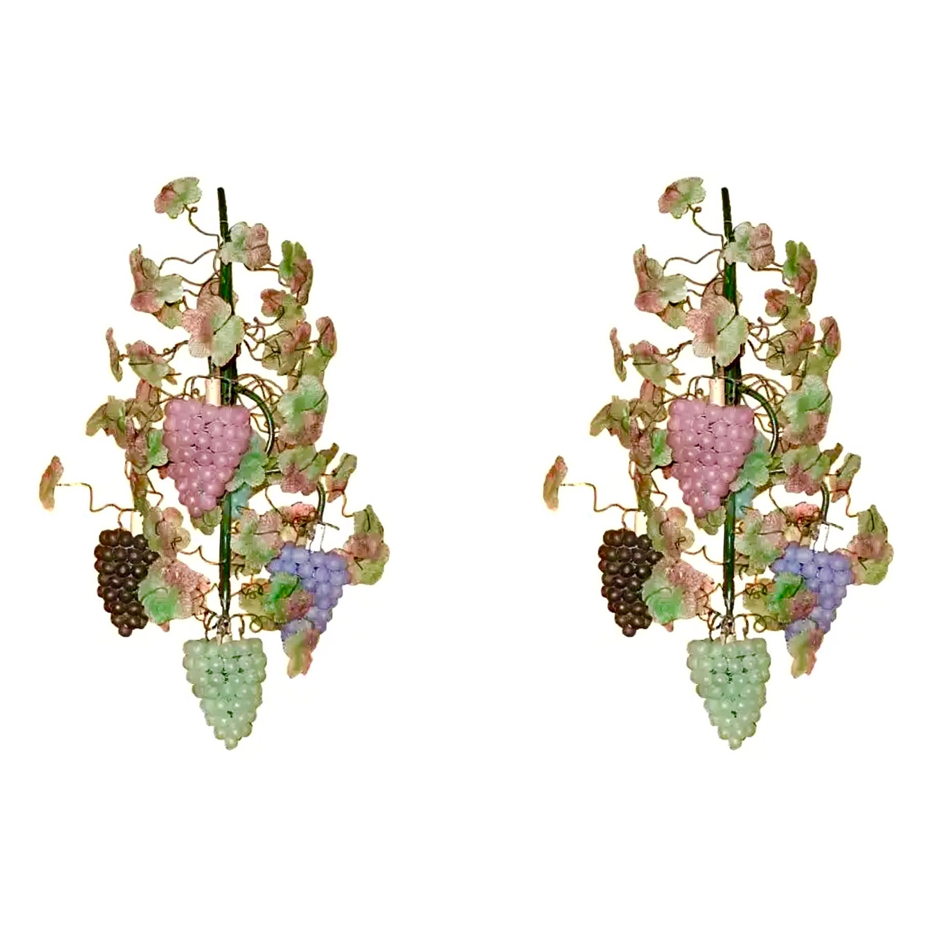Lustre Cesare Toso Murano Glass Grape Vine (x2)