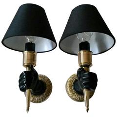 Pair of French Bronze Sconces Appliques by Maison Jansen