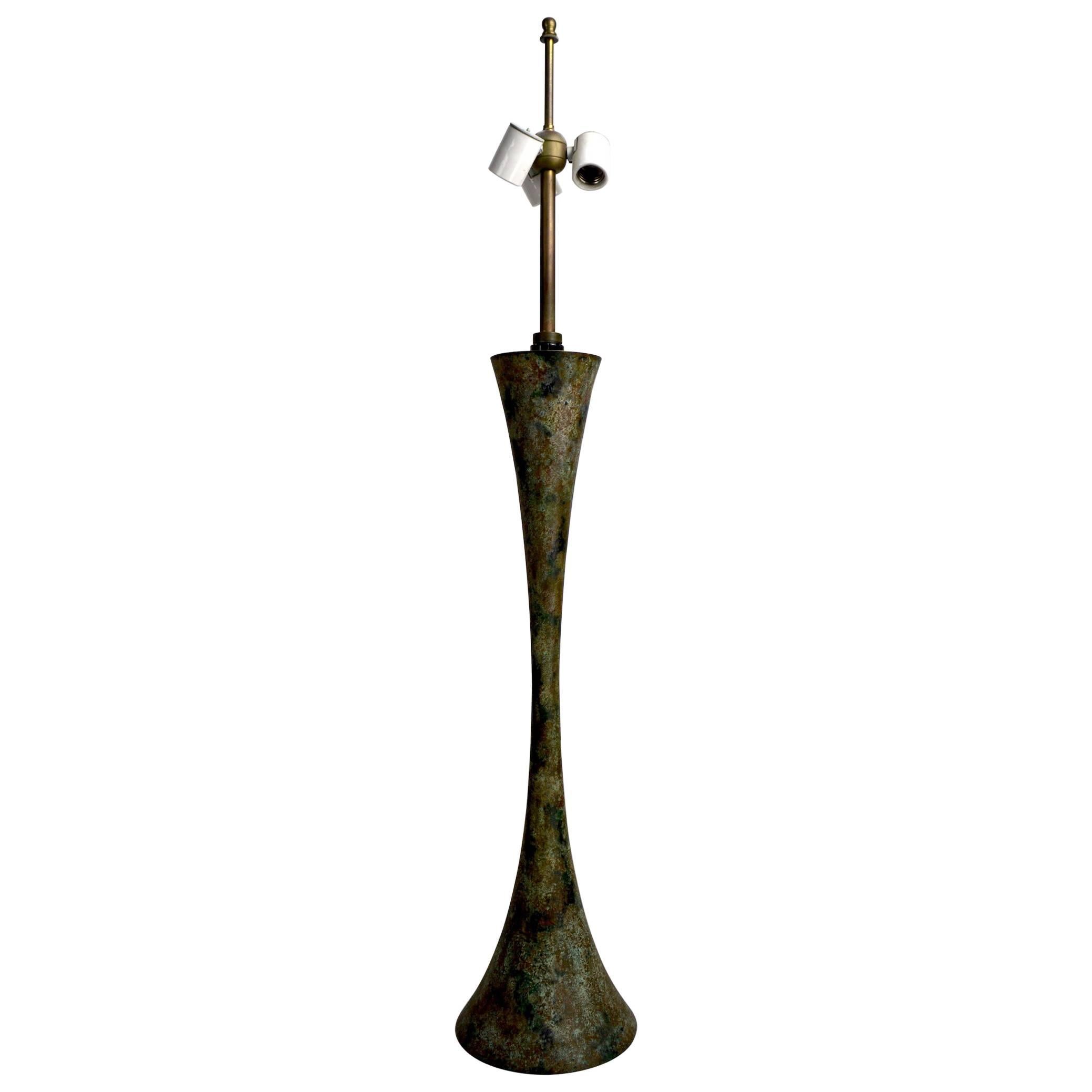 Elegant Hourglass Form Verdigris Stewart James for Hansen Table Lamp For Sale