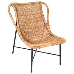 Rare Rattan Easy Chair Attributed to Kerstin Hörlin-Holmquist, 1950s