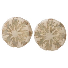 Vintage Pair of German 1970s Ice Crystal Glass Flush Mount