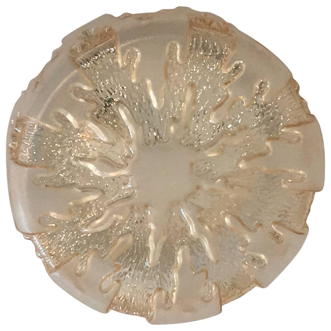 German 1970s Ice Crystal Glass Flush Mount For Sale