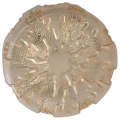 German 1970s Ice Crystal Glass Flush Mount