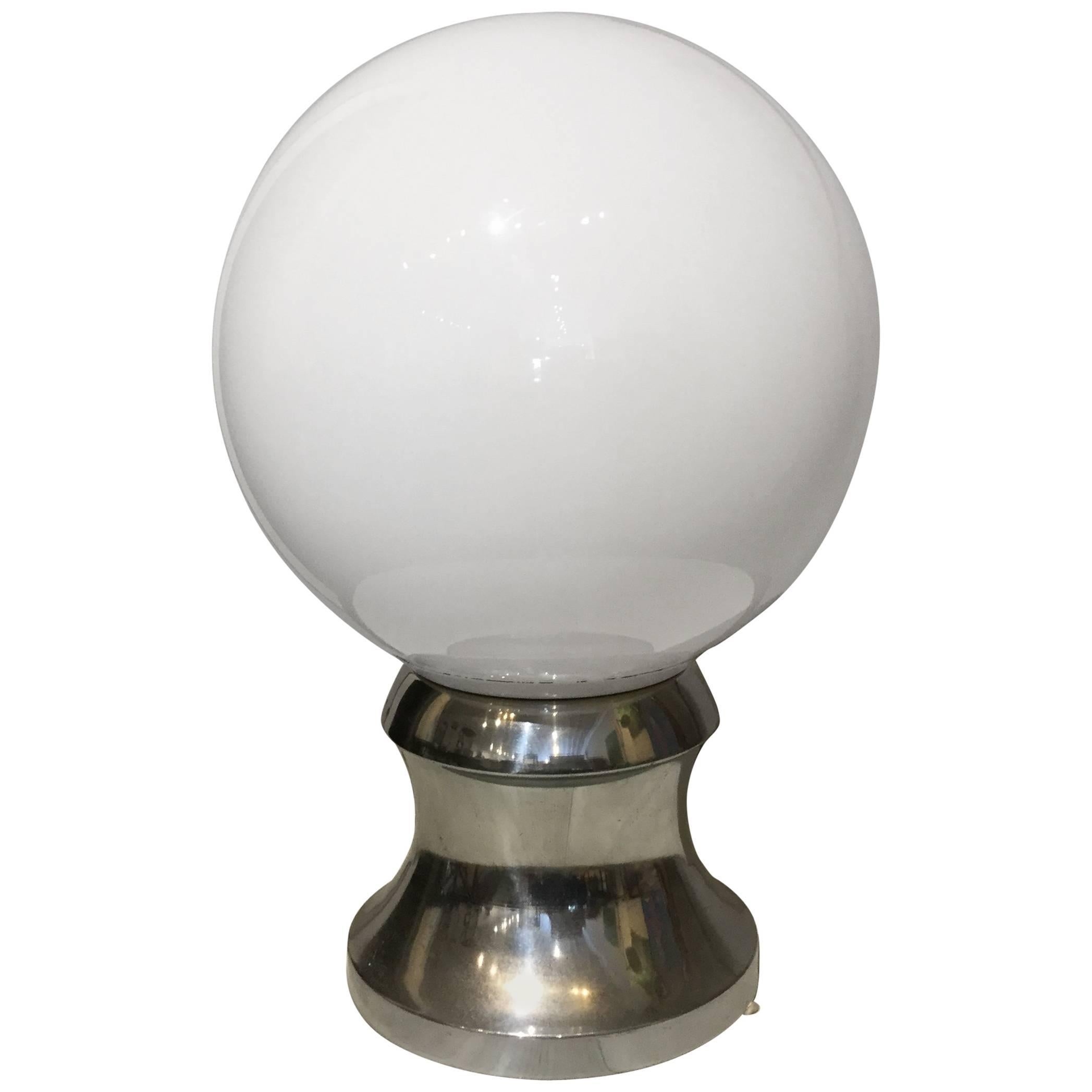 MCM Glass Globe Shade Table Lamp For Sale