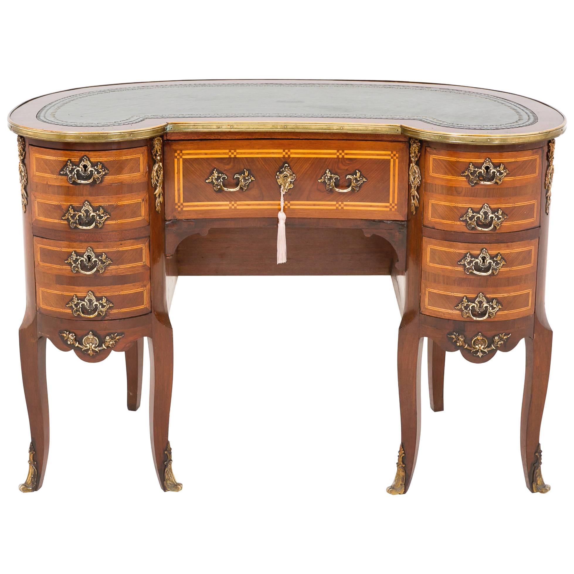 Mahogany French Kidney Shaped Ladies Writing Desk For Sale
