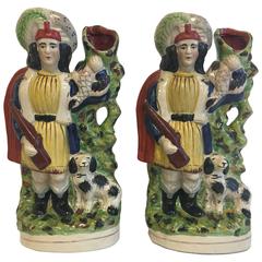 19th Century English Staffordshire Figural Mantel Vases, Pair