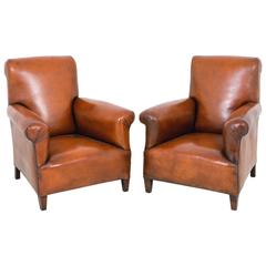 Antique Pair of Leather Club Chairs