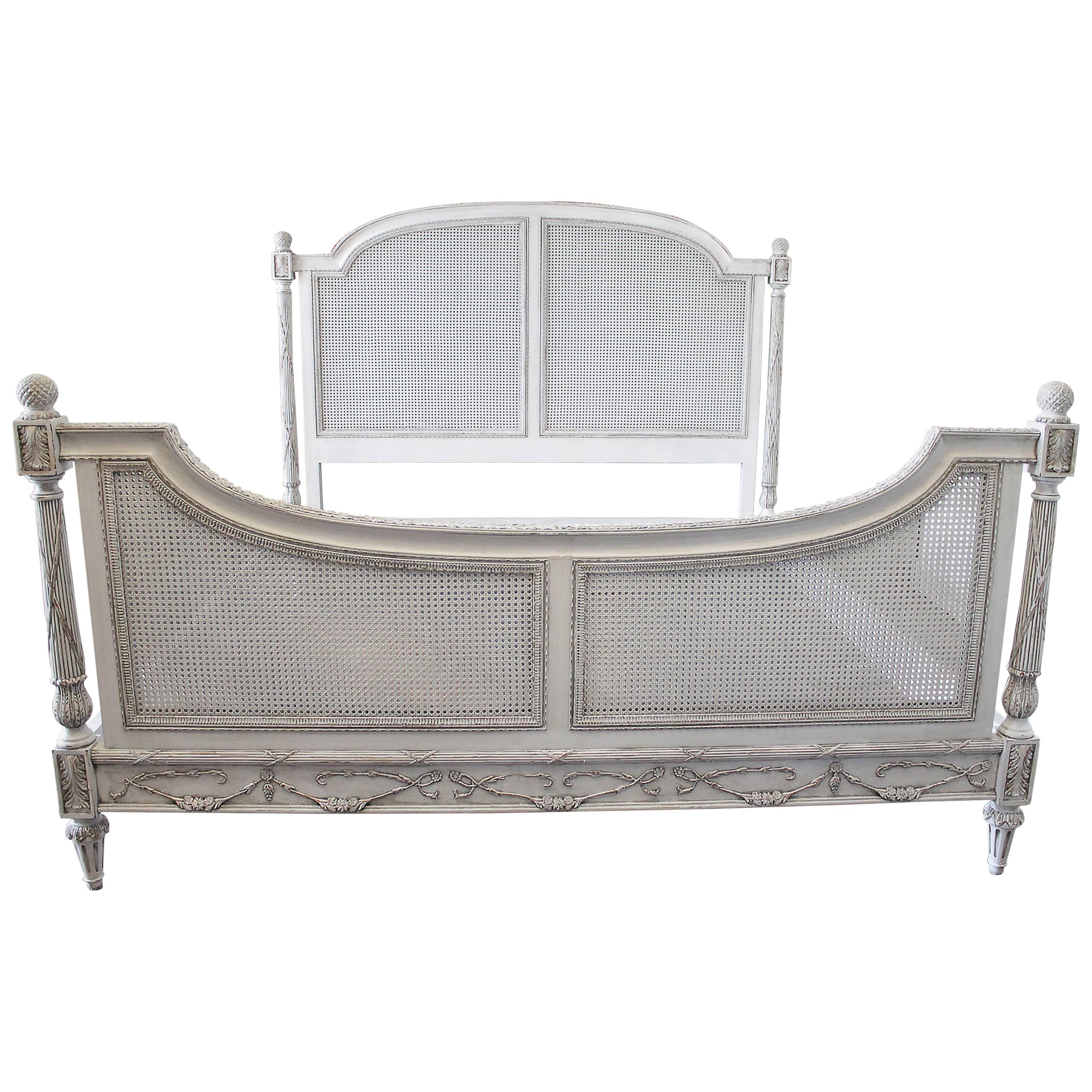 Vintage King Size Double Caned French Style Bed