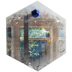 Contemporary Hexagonal Ernst Mirror in Bronze, and Silvered Glass 2