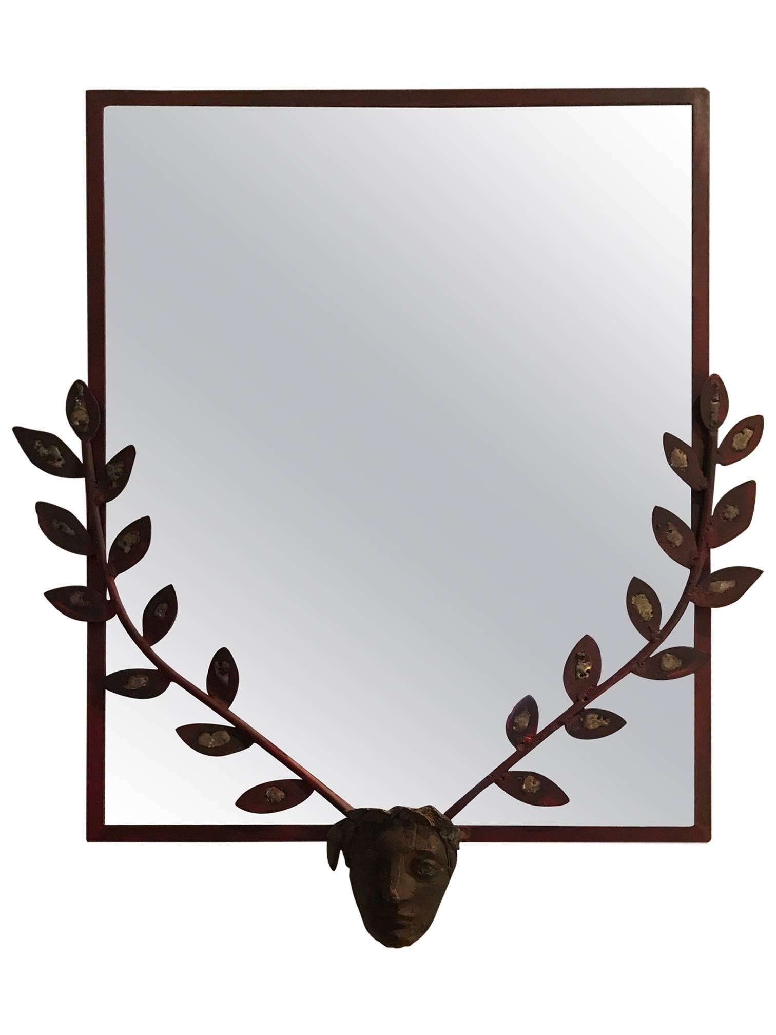 Giacometti Style Mid-Century Steel Mirror
